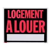 Klassen French Logement à louer Sign - 19-in x 24-in - Plastic - Red and Black