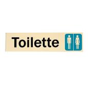 Klassen Horizontal Toilette French Sign - Rigid Metal Sticker - 2-in x 8-in - Black and Gold