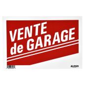 Panneau Vente de garage de Klassen, plastique, 8 po x 12 po, rouge et blanc