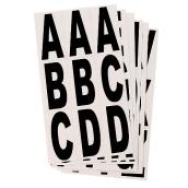 Lettres autoadhésives de marque Klassen, réfléchissantes, 3 po, noir et blanc, vinyle, 54/pqt