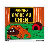 Klassen French Prenez garde au chien Sign - Plastic - 12-in x 14 in - Yellow and Black