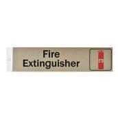 Panneau autocollant en anglais Fire Extinguisher de Klassen, métal rigide, 8 po x 2 po, noir et or