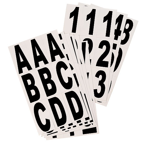 Klassen Brand Self-Adhesive Numbers and Letters - Reflective - 3-in - Black and White - Vinyl - 81-Pack