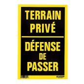 Klassen French Propriété privée/Défense de passer Sign - 8-in x 12-in - Plastic - Yellow and Black