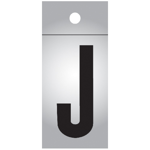 Klassen Brand Self-Adhesive J Letter - Reflective - 1-in - Black and Silver - Vinyl