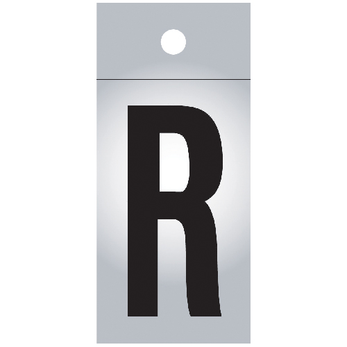 Klassen Brand Self-Adhesive R Letter - Reflective - 1-in - Black and Silver - Vinyl