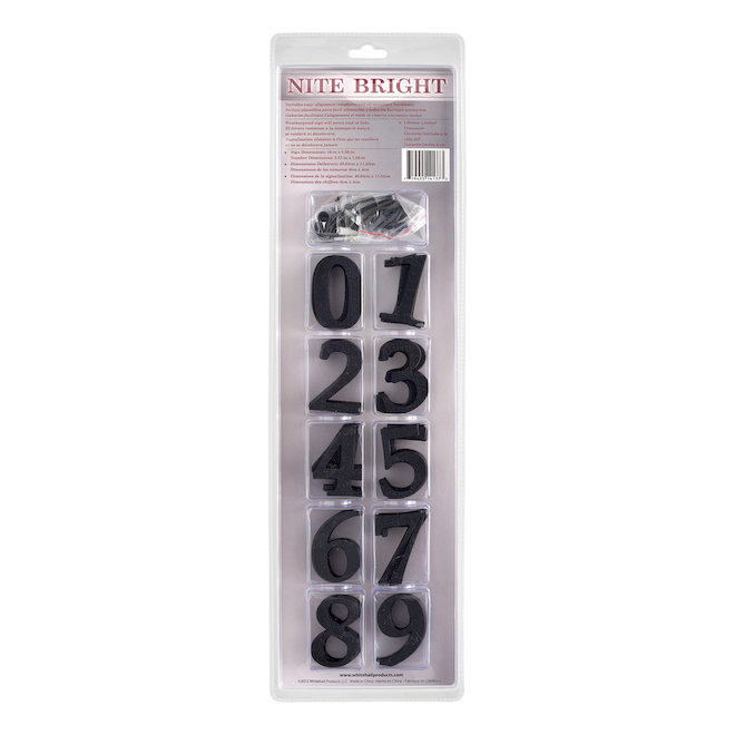 Nite Bright Address Plate - Vertical - Black