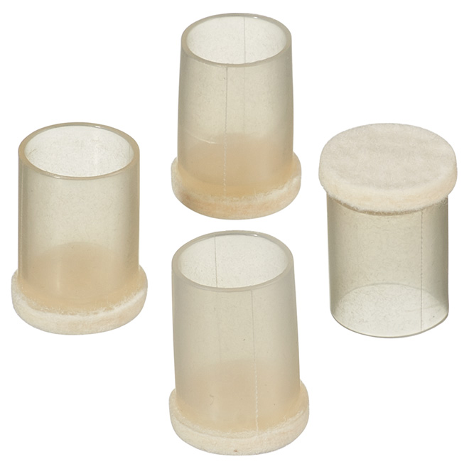 Flexi-Felt Leg Tips - Beige - Plastic - 4 Per Pack - 5/8-in dia