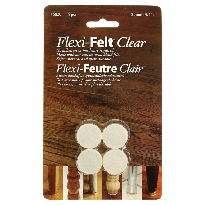 Flexi-Felt Leg Tips - Beige - Plastic/Wool - 4 Per Pack - 3/4-in dia