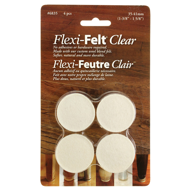 Flexi-Felt Leg Tips - Beige - Plastic/Wool - 4 Per Pack - 1 3/8-in to 1 5/8-in dia