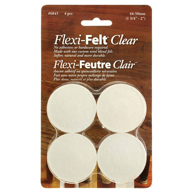 Flexi-Felt Leg Tips - Beige - Plasti/Wool - 4 Per Pack - 1 3/4-in to 2-in dia