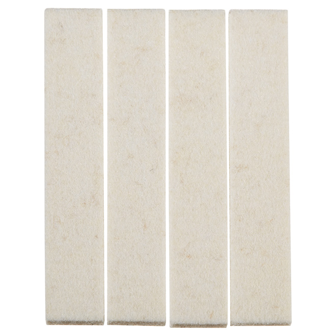 Flexi-Felt Rectangular Wool Pads - Self-Adhesive - Beige - 4 Per Pack - 3/4-in W x 4-in L