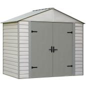 Remise de jardin, 8'x5', vinyle/acier, beige/gris