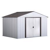 Storage Shed with High Gable - 10-ft x 8-ft - Galvanized Steel - Eggshell/Coffee