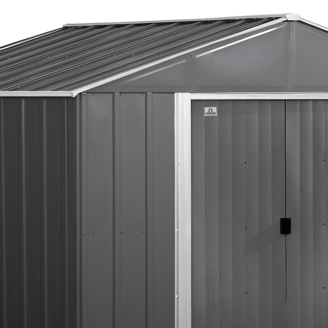 Arrow Storage Shed in Metal with High-Gable Roof 8 x 6-ft - Grey