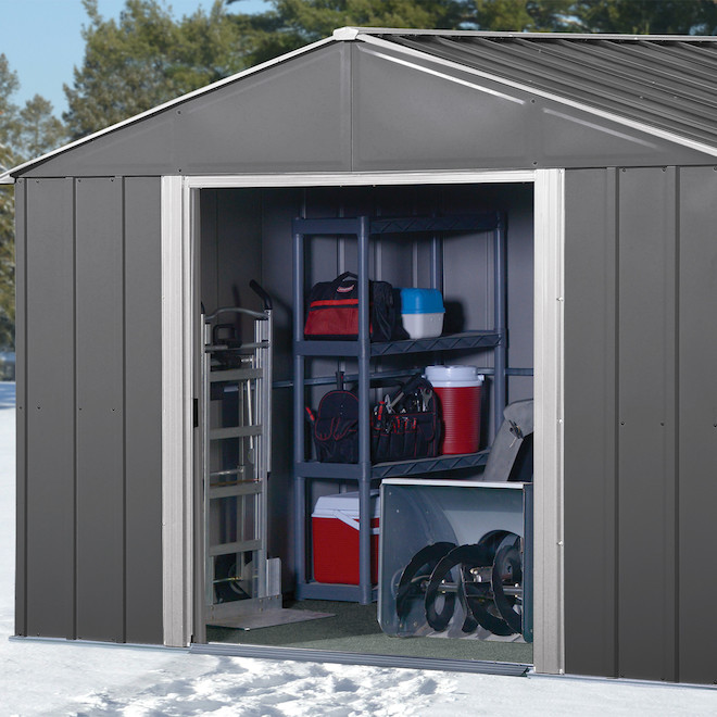 Arrow Storage Shed in Metal with High-Gable Roof 8 x 6-ft - Grey