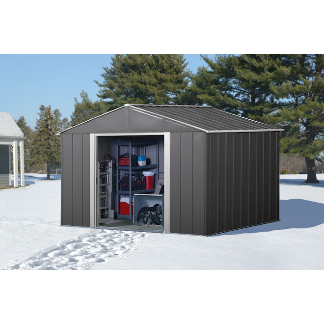 Arrow Storage Shed in Metal with High-Gable Roof 8 x 6-ft - Grey
