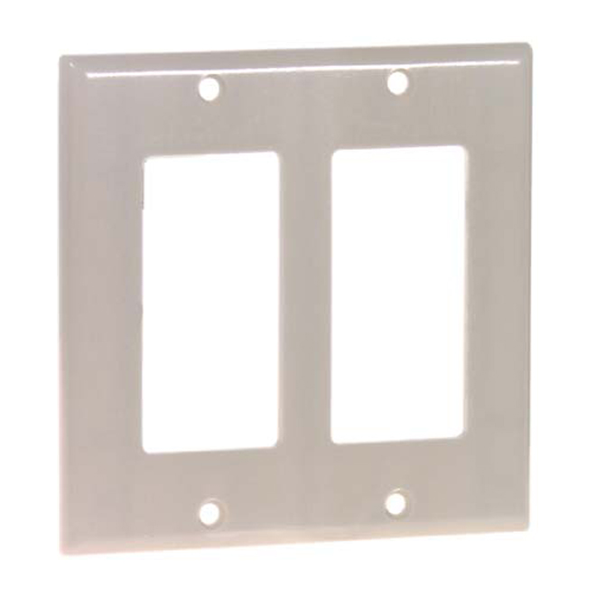 Plaque d'interrupteur double Cooper Wiring, thermodurci, blanc, résidentiel, 4 1/2 po H. x 4 9/16 po l. x 7/32 po p.