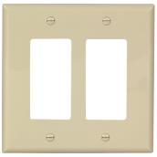 Eaton Mid-Size 2-Gang Wall Plate - Toggle Switch - Ivory Polycarbonate - 4 7/18-in W x 4 7/8-in H