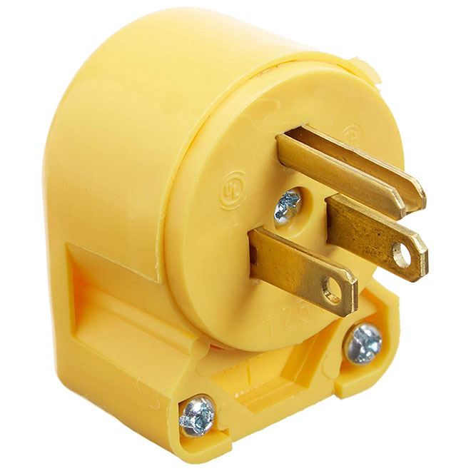 Cooper Flat Angled Blade Plug - Vinyl - Yellow - 15-amp