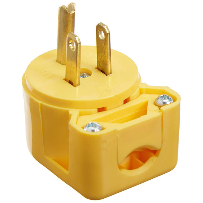 Cooper Flat Angled Blade Plug - Vinyl - Yellow - 15-amp