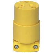Cooper Rubber Straight Blade Female Connector - 15-Amp - Vinyl Armoured House - Yellow