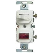 Switch Single Pole - Pilot Light - 15A/120V - White