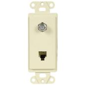 Telephone/Coaxial Jack - Type F - Thermoplastic - Ivory