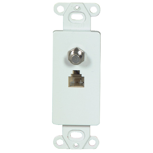 Eaton Jack/Coax Adapter - White Plastic - Residential - 4 1/16-in H x 1 13/32-in W x 31/32-in D