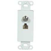 Eaton Jack/Coax Adapter - White Plastic - Residential - 4 1/16-in H x 1 13/32-in W x 31/32-in D