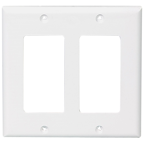 Plaque murale double pour interrupteurs Eaton, standard, blanc, 4 1/2 po H. x 4 9/16 po l.