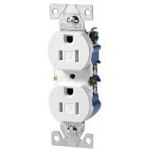 Eaton Tamper Resistant Duplex Receptacle - Thermoplastic and Brass - White - 125-Volt