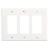 Cooper 3-Gang Midsize Wall Plate - Polycarbonate - White - 6 3/8-in W x 4 1/2-in L