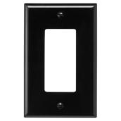 Eaton Decorator 1-Gang Wall Plate - Glossy Black - Residential - 4 7/8-in H x 3 1/8-in W x 3/32-in D