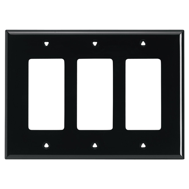 "Decorator" Wall Plate - 3-Gang - Black