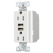 Eaton Decorator Receptacle Outlet - Dual USB Charger Ports - Copper Wire - 125-volt