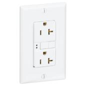 Prise murale DDFT avec auto-vérification, 20 A; 125 V, blanc