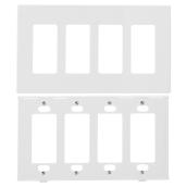 Cooper 4-Gang Midsize Wall Plate - Polycarbonate - White - 5-in W x 4 7/8-in L
