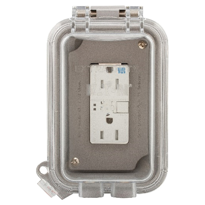 GFCI Weather Box - 15A - 125v/AC - Vertical - Grey