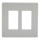Eaton 2-Gang Midsize Wall Plate - Screwless - Polycarbonate - Silver - 4 15/16-in W x 4 7/8-in L
