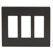 Eaton 3-Gang Midsize Wall Plate - Screwless - Polycarbonate - Bronze - 6 3/4-in W x 4 7/8-in L