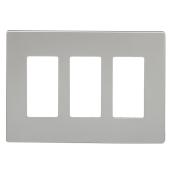Eaton 3-Gang Midsize Wall Plate - Screwless - Polycarbonate - Silver - 6 3/4-in W x 4 7/8-in L