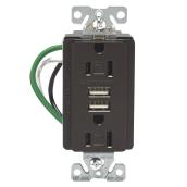 Prise murale/USB hybride, 3.1 A-15 A; 125 V, bronze