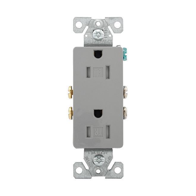 Eaton Straight Blade Duplex Receptacle - 1 3/16-in W x 4 13/32-in H - 15-amp - 125-volt