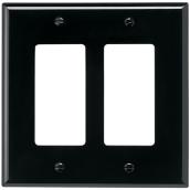 Eaton 2-Gang Black Polycarbonate Double Decorator Wall Plate
