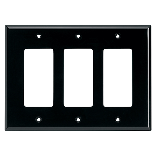 Eaton 3-Gang Black Polycarbonate Triple Decorator Wall Plate