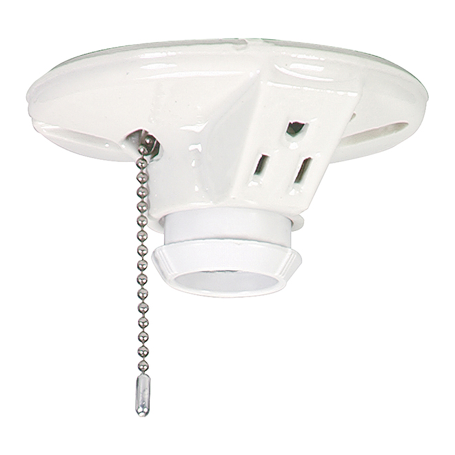 Eaton Pull Chain Lamp Holder White, Ceiling Lamp Holder With Pull Chain