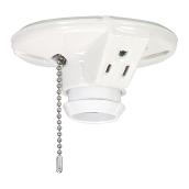 Eaton Pull-Chain Lamp Holder - White Porcelain - 660-watt - 250-volt