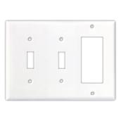 Interrupteurs muraux à bascule et prise double taille standard  en plastique 3-panneaux Eaton, blanc,