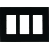 Eaton 3-Gang 1-Pack Black Decorator Screwless Midsize Wall Plate